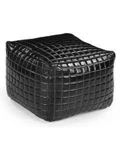 SLEEK BLACK LEATHER OTTOMAN