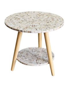 MOTHER OF PEARL MOSAIC HARMONY TW0-TIERED SIDE TABLE