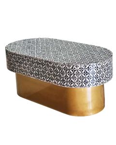 MOTHER OF PEARL EBONY MOSAIC OVAL COFFEE TABLE