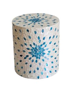 MOTHER OF PEARL AQUAMARINE DREAM STOOL/SIDE TABLE