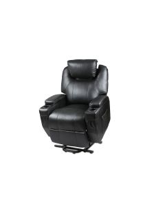 Recliner Lift Heat Massage Armchair Sofa Leather 2 Motor Chair Black