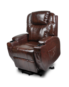 Recliner Lift Heat Massage Armchair Sofa Leather 2 Motor Chair Brown