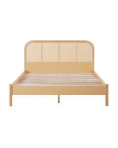 Lulu Bed Frame with Curved Rattan Bedhead - Queen