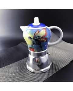 Fairy Vintage Porcelain Ceramic Italian Stove Top Espresso Coffee Maker 3-4Cups 200ml