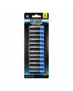 Brillar AA Platinum Alkaline Batteries 24 Pack