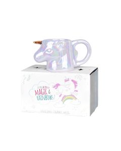 Iridescent Opalescent Rainbow Color Unicorn Ceramic Mug with Gift Box