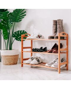 Bamboo 3 Tiers Layers Storage Shoe Rack & Organiser