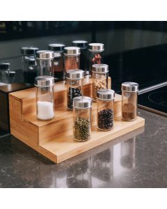 3 Tier Bamboo Spice Rack Countertop Kitchen Cabinet Organizer