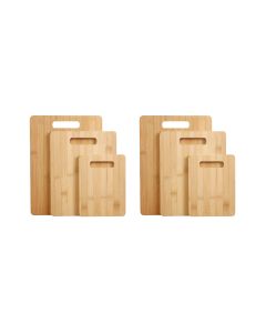 6pcs Bamboo Wood Chopping Board 3-Set Cheese Cutting & Serving Light Wood Tone