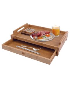 Bamboo Serving Tray With Drawer