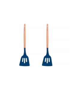 2pcs Beechwood & silicone slotted turner navy