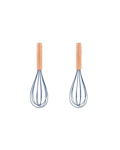 2pcs Beechwood & silicone whisk navy