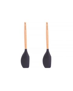 2pcs Beechwood & silicone spatula charcoal