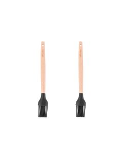 2pcs Beechwood & silicone basting brush charcoal