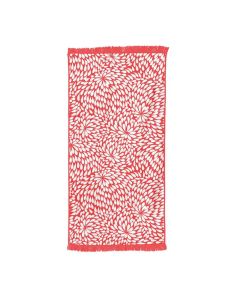 Rectangular Bath Beach Towel with Tassel -Red