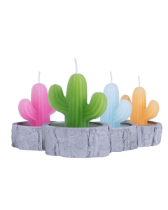 4Pcs/set Simulation Plant Cactus Candle Tea Light Home Decor Table Tealight Mini