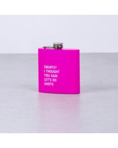 175ml Stainless Steel Hip Flask w Funny Quotes-Pink