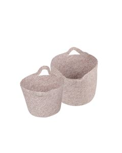 2 Piece Cotton Rope String Carry Handles Storage Baskets Set