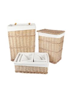 6 Piece Wicker Storage Baskets With Liner Set