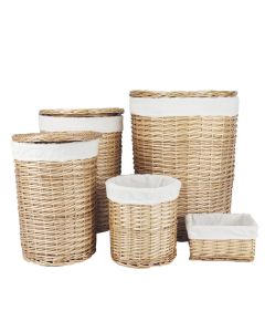 5 Piece Wicker Storage Baskets With Liner Set