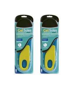 2x Men's Gel Insoles, Arch Support Pads, Large