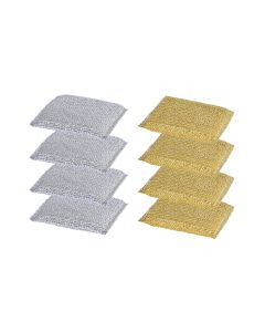 8PK Non Scratch Mesh Sponge Metallic Silver and Gold