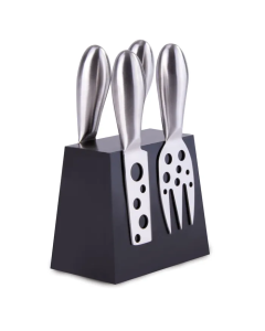 Clevinger Hobson 4 Piece Stainless Steel Cheese Knife Set With Magnetic Block