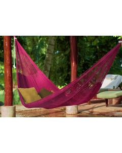 Outdoor undercover cotton Mayan Legacy hammock King size Mexican Pink