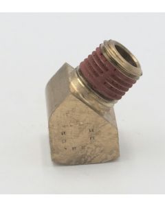 PARKER HANNIFIN BRAND 45 degree extruded brass elbow 1/4" female NPT to 1/4" male NPT fitting. Part No VS2214P-4-4