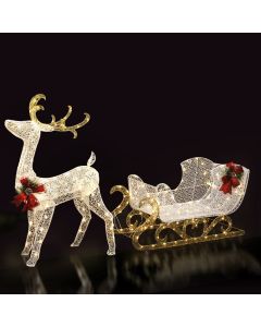 Jingle Jollys Christmas Lights Reindeer Sleigh215 LED Decorations