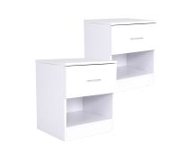 2X Bedside Tables Storage Cabinet Nightstand 1 Drawer 1 Shelf ELLA WHITE