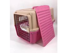 YES4PETS Large Dog Cat Crate Pet Carrier Airline Rabbit Cage With Tray And Bowl Pink