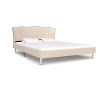 vidaXL Bed Frame Linen Fabric 137x187 cm Double Size