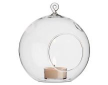 10 x Hanging Clear Glass Ball Tealight Candle Holder  - 8cm Diameter / High - Wedding Globe Decoration Terrarium Succulent Plant Mini Garden Holder Decor Craft Gift