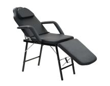 vidaXL Portable Facial Treatment Chair Faux Leather 185x78x76 cm Black