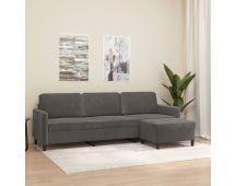 vidaXL 3-Seater Sofa with Footstool Dark Grey 210 cm Velvet
