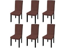 vidaXL Straight Stretchable Chair Cover 6 pcs Brown