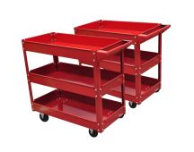 2 x Workshop Tool Trolley 100 kg 3 Shelves