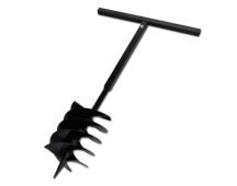 Ground Drill with Handle Auger Bit 200 mm Three Spirals Steel Black