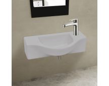 vidaXL Ceramic Bathroom Sink Basin with Faucet Hole White