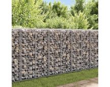 vidaXL Gabion Wall with Covers Galvanised Steel 20x20x100 cm