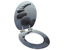 vidaXL WC Toilet Seat with Soft Close Lid MDF Stones Design