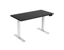 140cm Standing Desk Height Adjustable Sit Stand Motorised White Dual Motors Frame Black Top