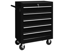 vidaXL Workshop Tool Trolley with 5 Drawers Black