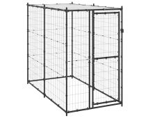 vidaXL Outdoor Dog Kennel Steel with Roof 110x220x180 cm