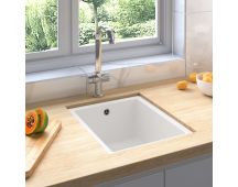 vidaXL Kitchen Sink with Overflow Hole White Granite