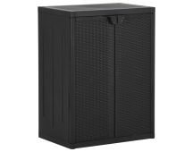 vidaXL Garden Storage Cabinet Black 65x45x88 cm PP Rattan