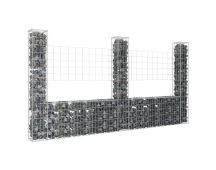 vidaXL U-shape Gabion Basket with 3 Posts Iron 260x20x150 cm