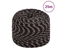 vidaXL Boat Rope Black 10 mm 25 m Polypropylene