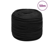 vidaXL Boat Rope Full Black 6 mm 50 m Polypropylene